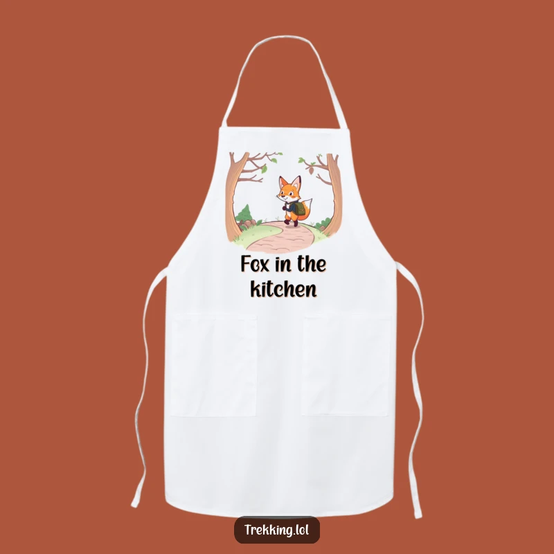Funny Fox Backpacking Apron: Determined Chef Fox's Trail Kitchen, Humorous Cooking Gift