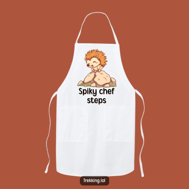 Funny Hedgehog Rocky Climb Apron: Cook with Grit and Humorous Flair