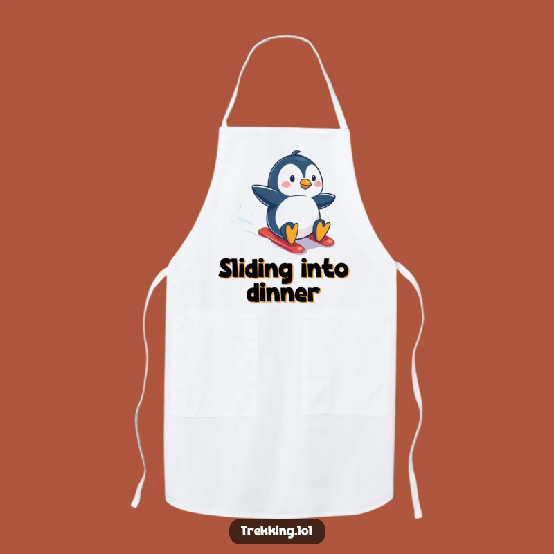Funny Penguin Snowboarding Apron: Cook with Joy on this Hilarious Arctic Adventure