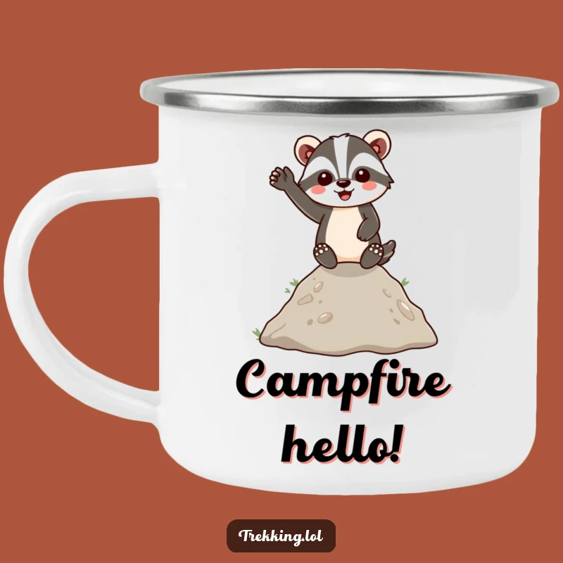 Funny Badger Hilltop Wave Camping Mug: Durable and Cheerful Drinkware for Outdoors