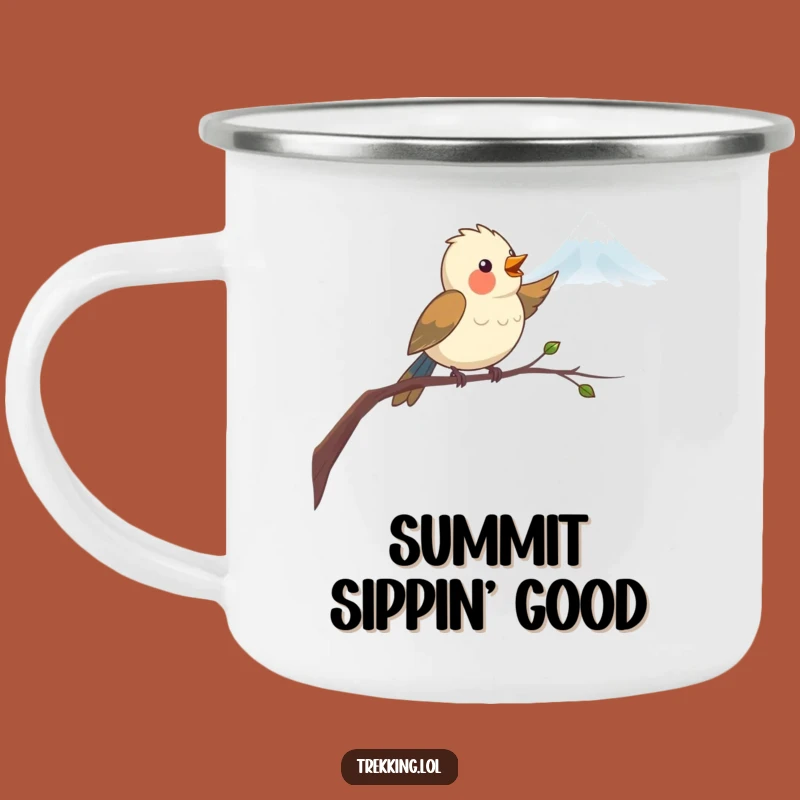 Funny Bird Mountain Camping Mug: Durable and Hilarious Aviator Drinkware for Outdoors