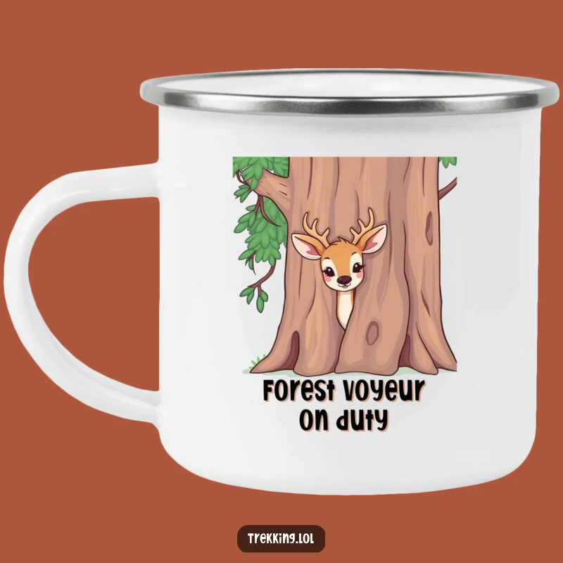 Funny Deer Peeking Camping Mug - Outdoor Adventure Curiosity Gift