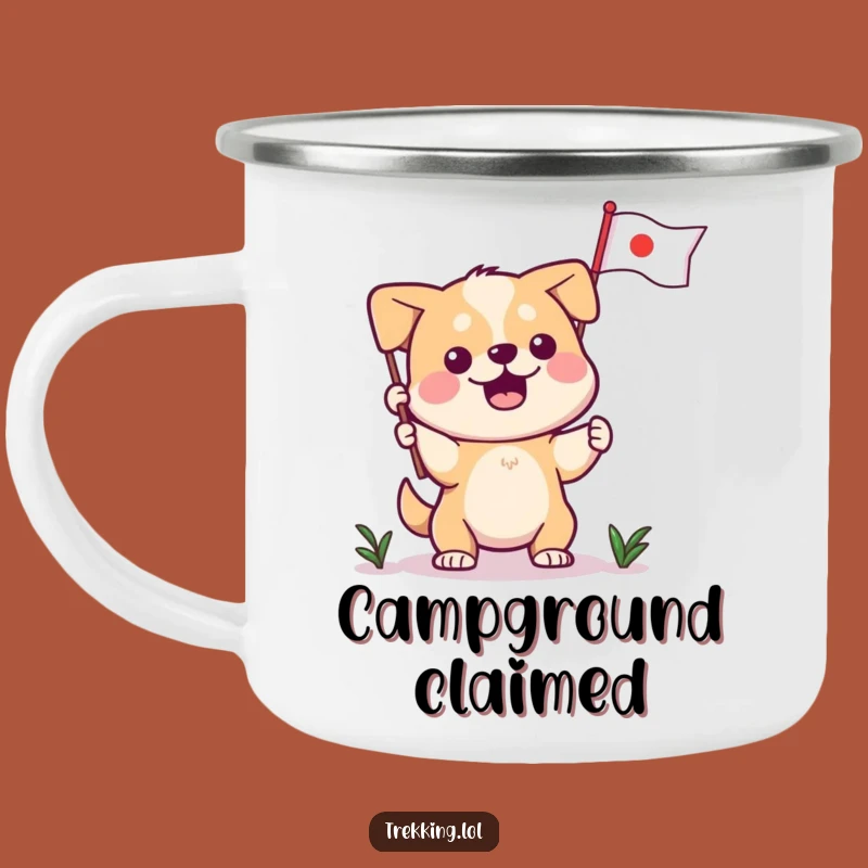 Funny Dog Planting Flag Camping Mug: Adventure Fuelled by Humor and Coffee