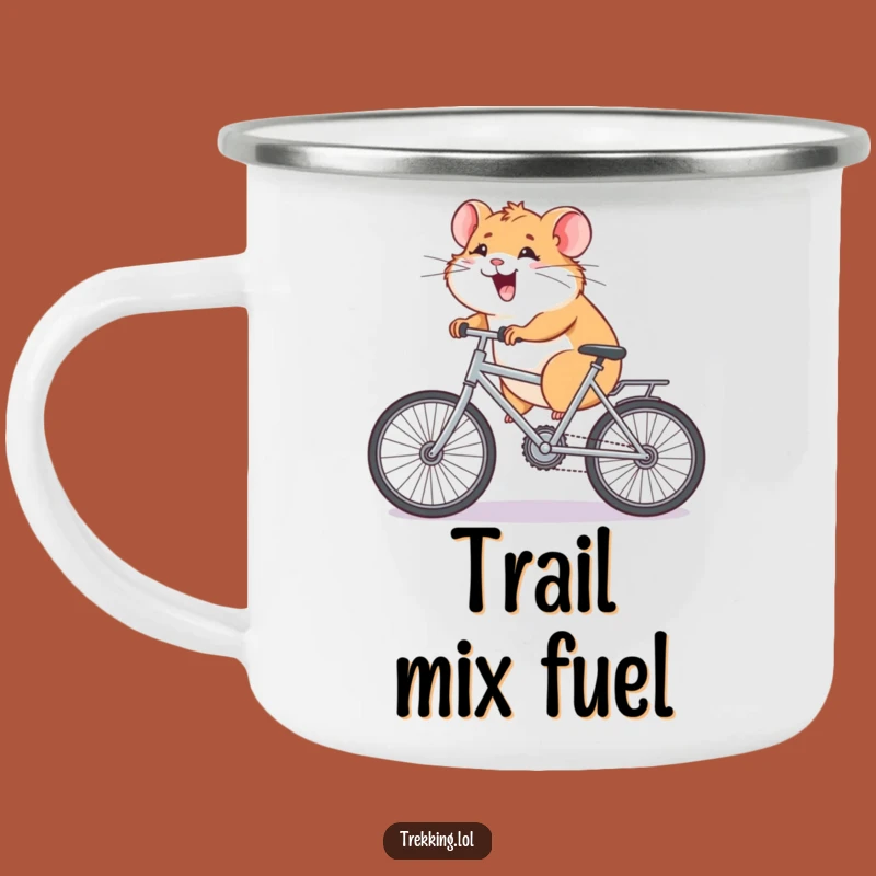 Funny Hamster Bike Camping Mug: Rugged Giggling Rodent's Uphill Adventure, Great Funny Gift