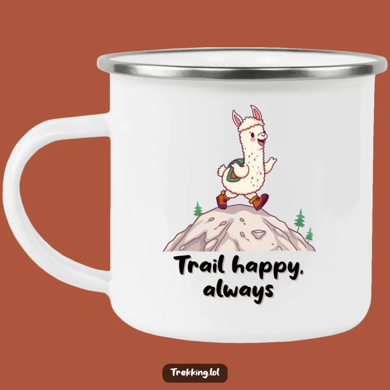 Funny Happy Alpaca Hiking Camping Mug: Joyful Boots Adventure Gift