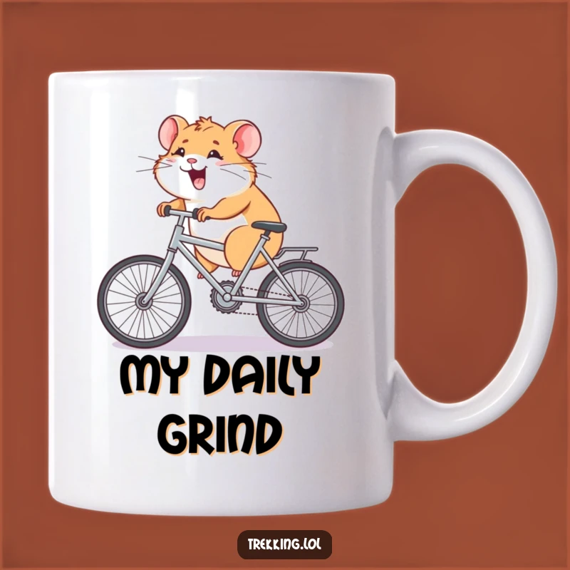 Funny Hamster Bike Struggle Mug: Adorable Giggling Rodent's Epic Uphill Ride, Perfect Funny Gift