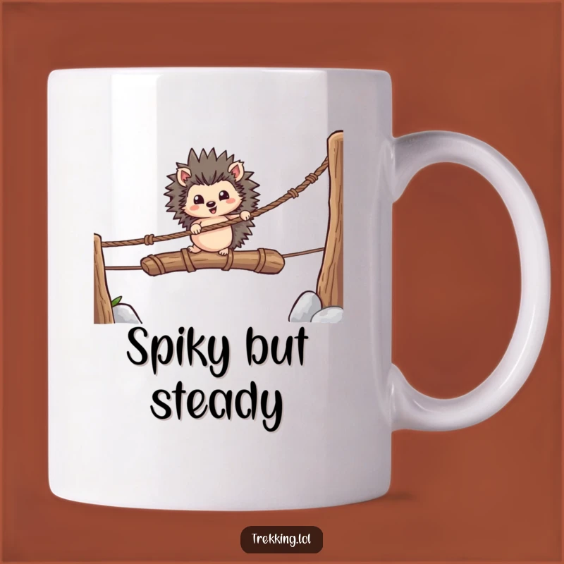 Funny Hedgehog Bridge Crossing Mug: A Hilarious Adventure Gift for the Brave