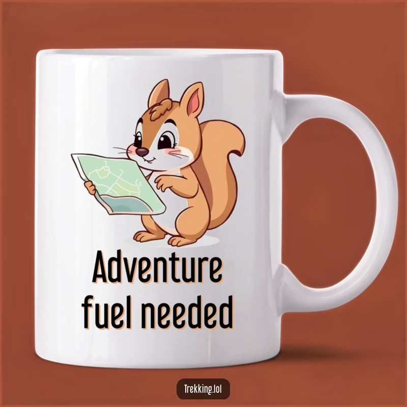 Funny Squirrel Adventure Mug: Determined Squirrel with Map, Perfect Funny Gift for Travelers
