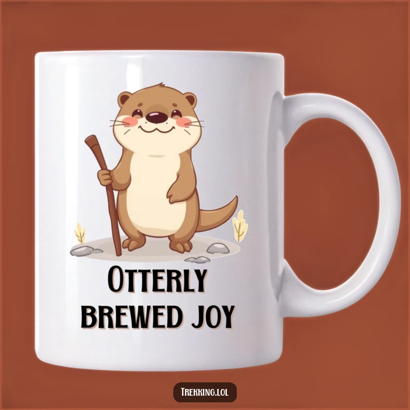 Funny Otter Walking Stick Mug: Smiling Navigator Otter, Humorous Outdoor Gift