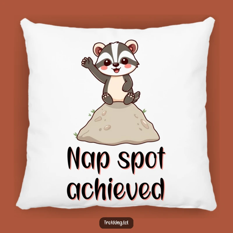 Funny Badger Hilltop Wave Pillow: Cozy and Cheerful Accent for Any Room