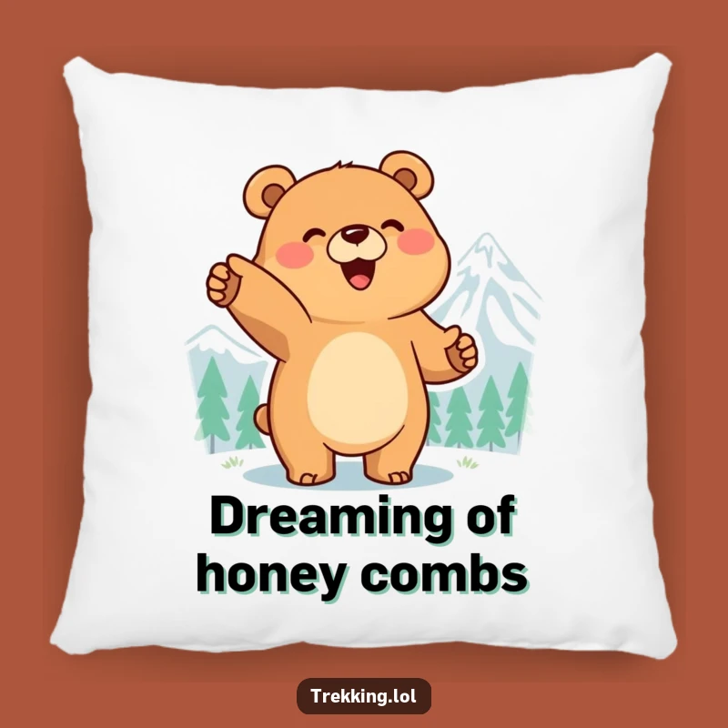 Funny Bear Dream Pillow: Smiling Explorer's Cozy Peak, Hilarious Cozy Gift