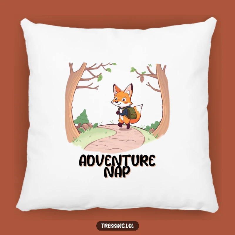 Funny Fox Backpacking Pillow: Determined Navigator Fox, Cozy Adventure Accent