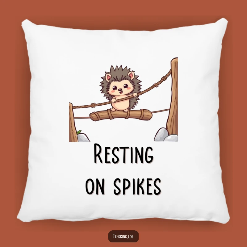 Funny Hedgehog Bridge Crossing Pillow: Cozy Up with this Hilarious Daredevil