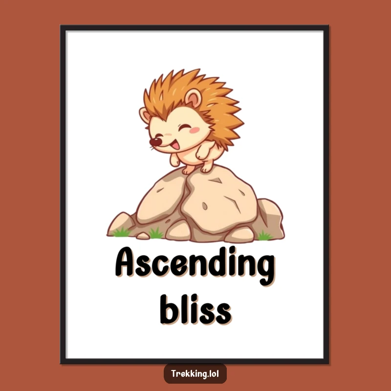 Funny Hedgehog Rocky Climb Digital Print: Instant Motivation and Humorous Decor