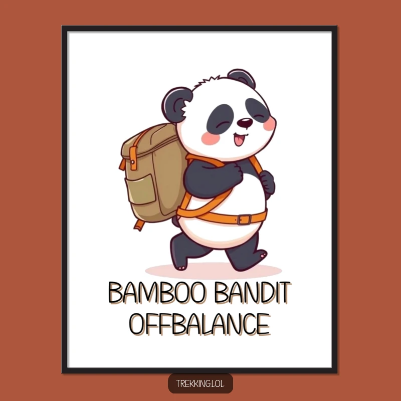 Funny Panda Digital Art: Backpack Panda Print, Instant Travel Humor Decor