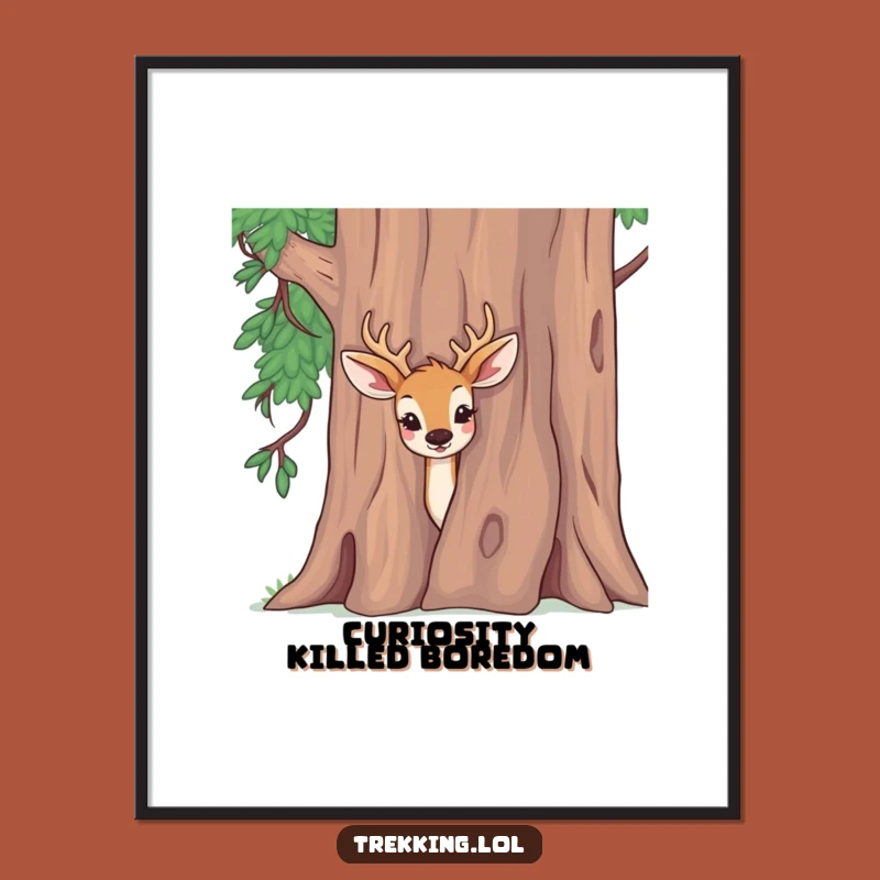 Funny Deer Peeking Digital Art Print - Instant Woodland Curiosity Gift