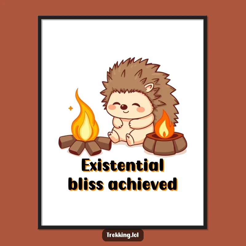 Funny Hedgehog Campfire Digital Art Print - Instant Woodland Vibes Gift