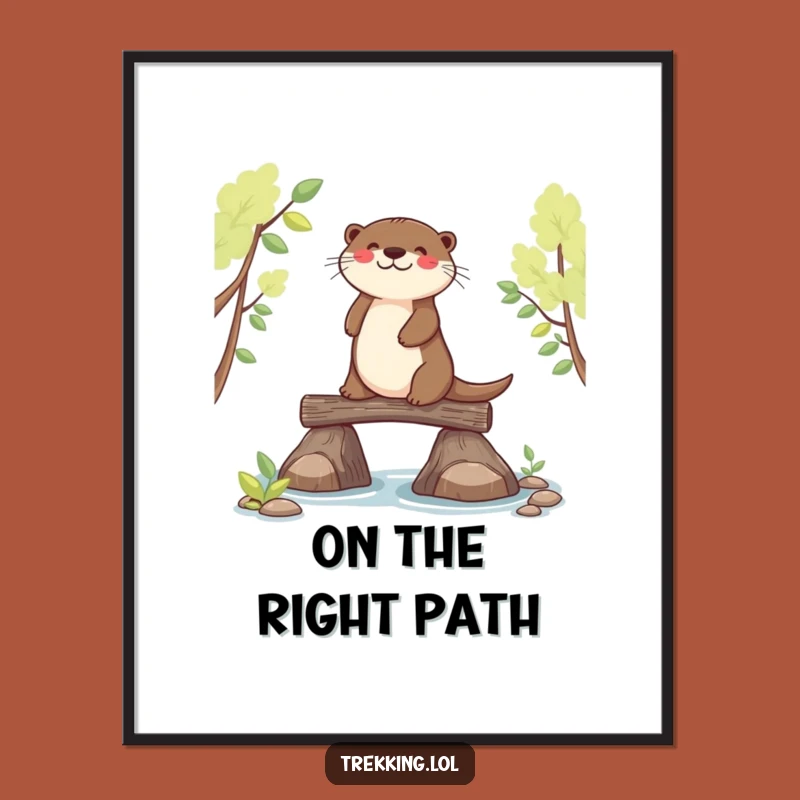 Funny Joyful Otter Balancing Digital Art - Instant Zen Decor