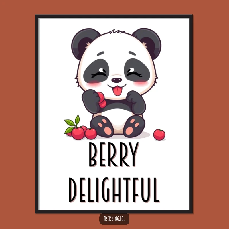 Funny Panda Berry Digital Print: Instant Joyful Decor with a Giggling Panda
