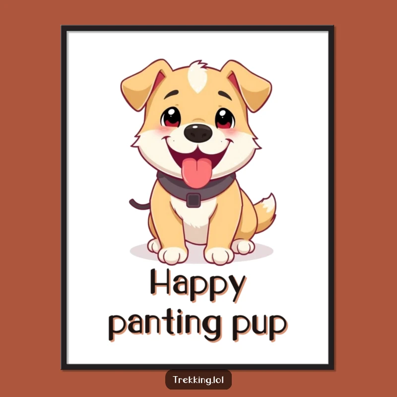 Funny Dog Trekking Digital Print: Instant Happy Pup Art