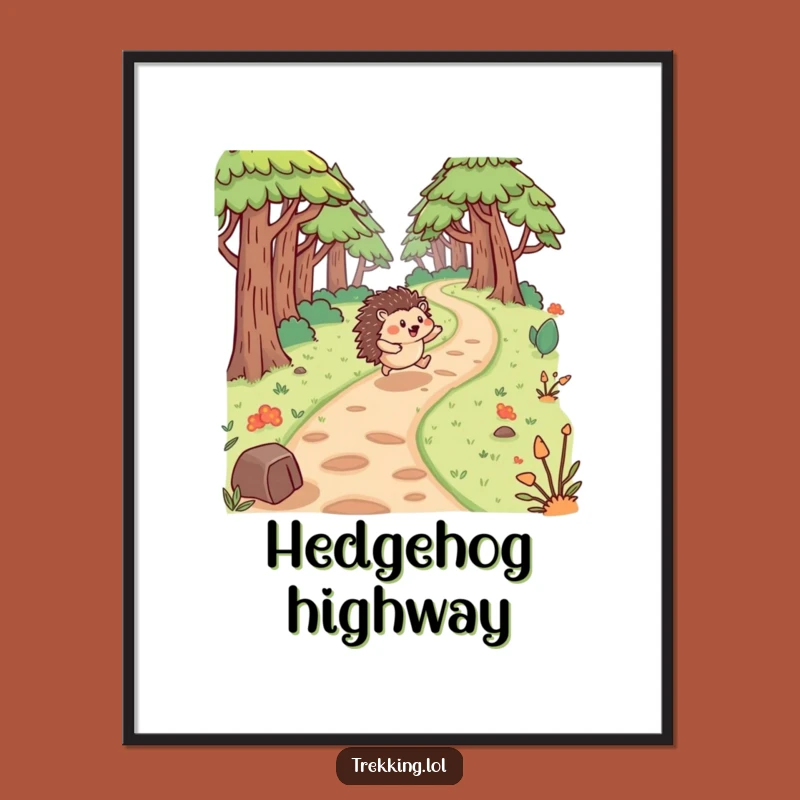 Funny Hedgehog Forest Digital Art Print: Exuberant Nature Decor Gift