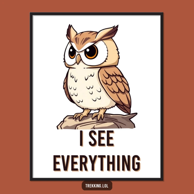 Funny Proud Owl Digital Art Print: Instant Wise Decor for Your Walls