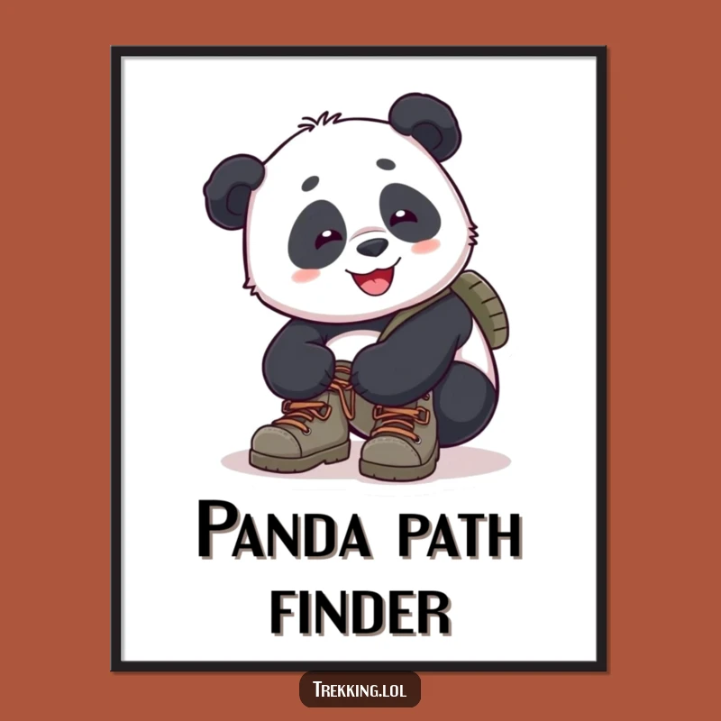 Funny Panda Hiking Digital Art Print: Adventure Decor Gift