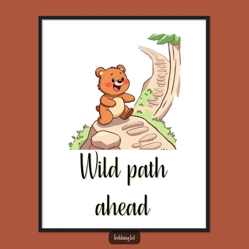Funny Bear Digital Art: Determined Climber Print for Adventure Walls Funny Gift