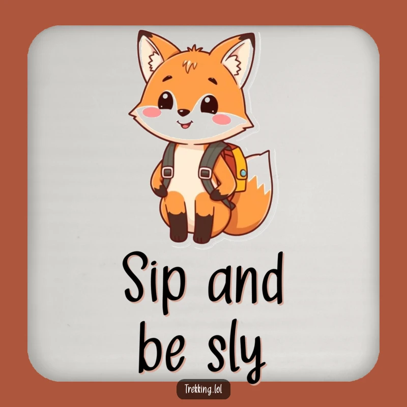 Funny Fox Coaster: Protect Surfaces with Happy Explorer Style Funny Gift