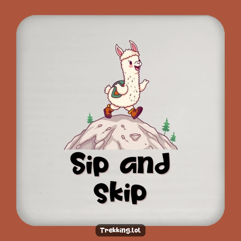 Funny Happy Alpaca Hiking Coaster: Joyful Boots Drink Saver Gift