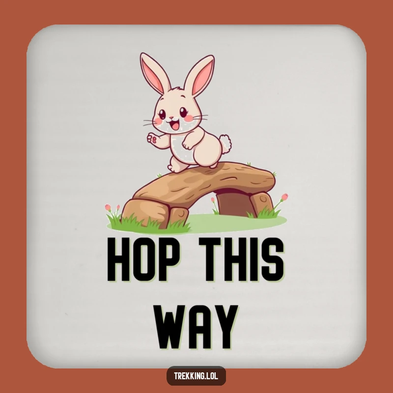 Funny Rabbit Log Bridge Coaster Set: Happy Hopper Rabbit, Cheerful Surface Protection