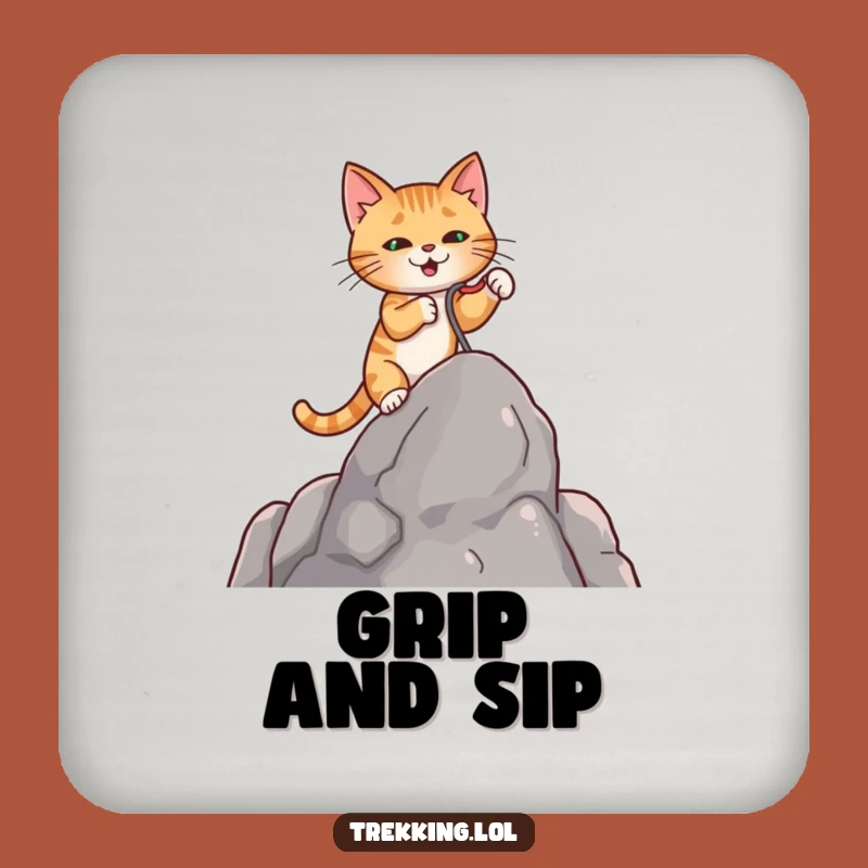 Funny Cat Grappling Hook Coaster: Protect Surfaces with Grit, Adorable Funny Gift for Adventurous Homes