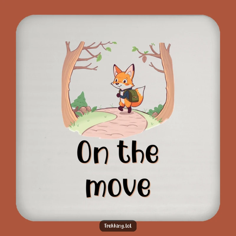 Funny Fox Backpacking Coaster Set: Determined Navigator, Cheerful Path Protection
