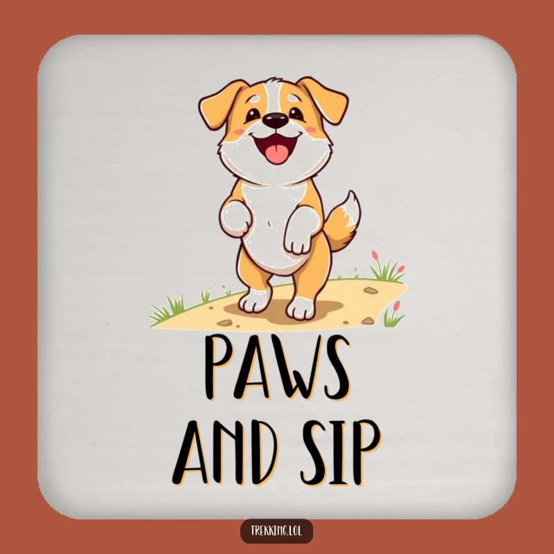 Funny Dog Trail Coaster Set: Happy Pup's Wagging Tail Protection, Unique Funny Gift