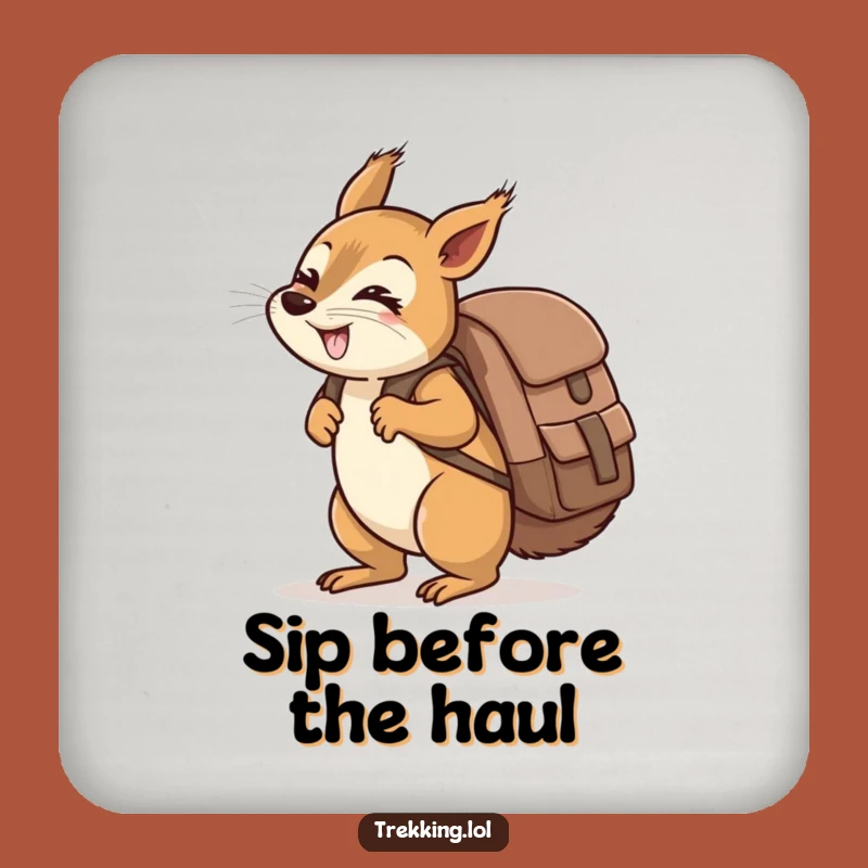 Funny Giggling Squirrel Backpack Coaster: Oversized Drink Saver Gift