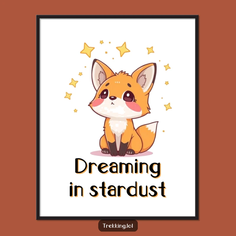 Funny Fox Starry Wonder Poster: Curious Night Sky Art for Dreamy Walls