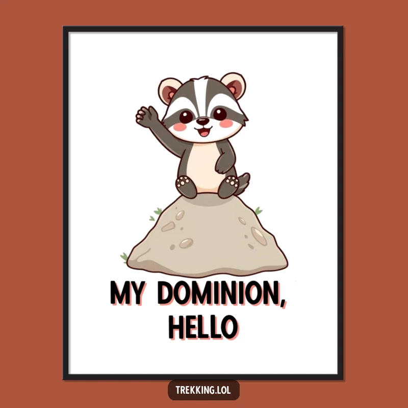 Funny Badger Hilltop Wave Poster: Energetic and Cheerful Animal Art for Walls