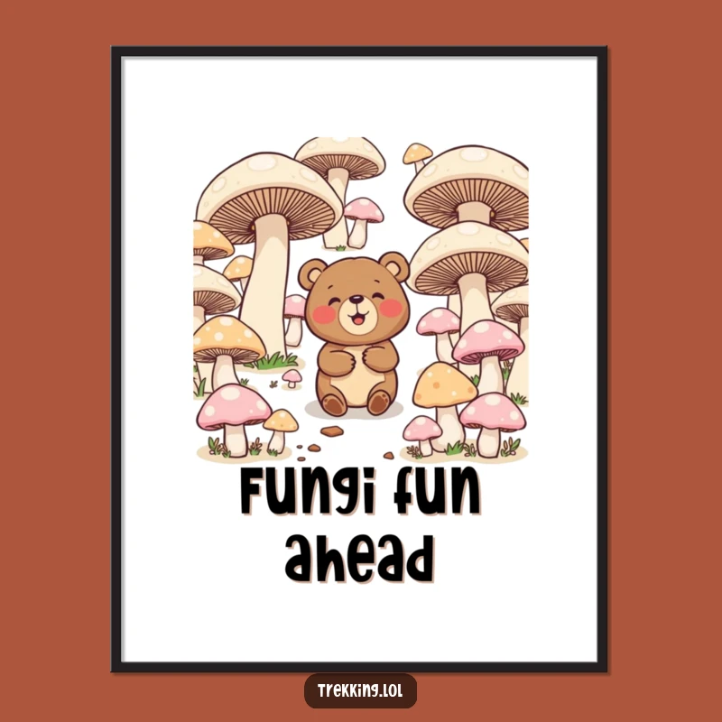 Funny Bear Mushroom Maze Poster: Whimsical Wall Art for Playful Spaces