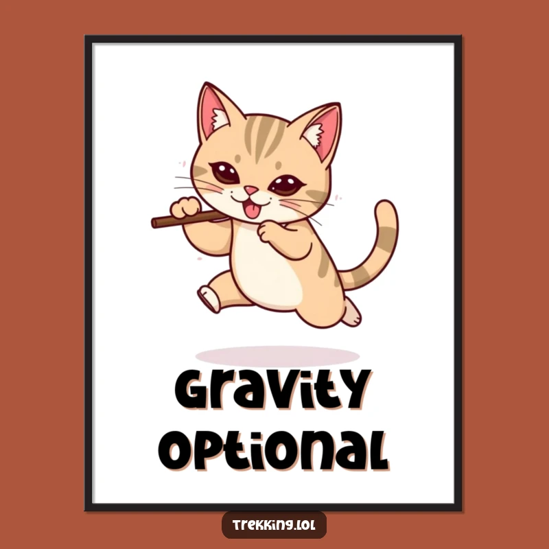 Funny Cat Leaping Poster: Dynamic Action Art for Your Walls