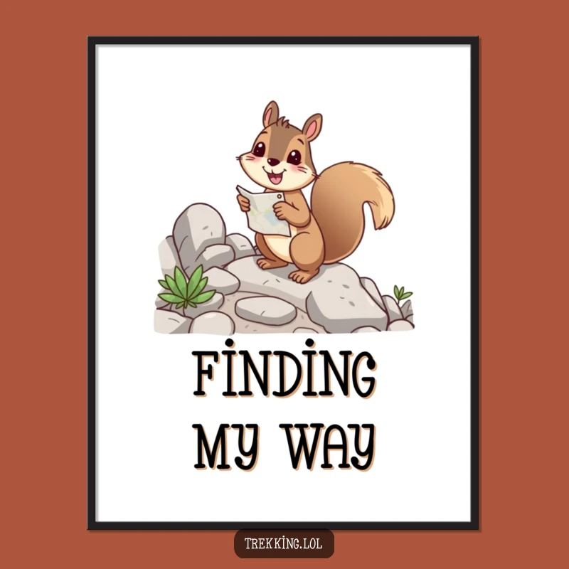 Funny Squirrel Map Poster - Whimsical Wall Art for Explorers