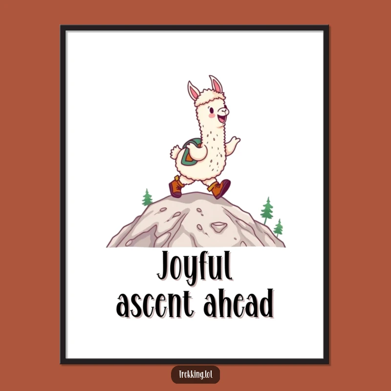 Funny Happy Alpaca Hiking Poster: Joyful Boots Wall Art Gift