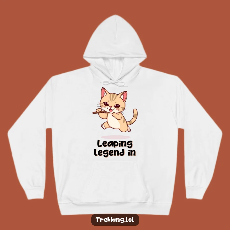Funny Cat Power Hoodie: Warm Up with This Hilarious Leaping Feline