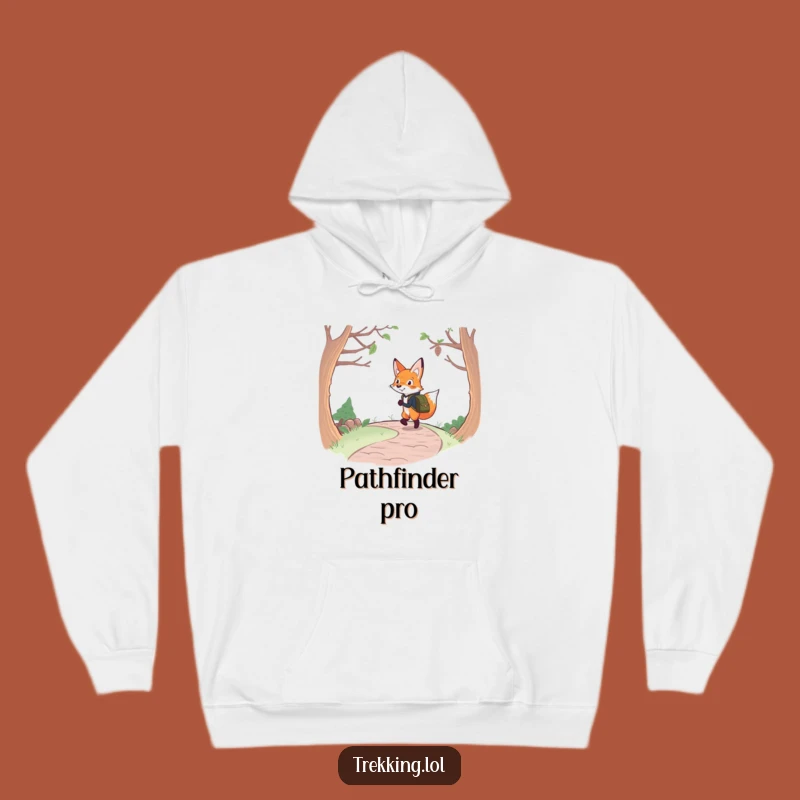 Funny Fox Backpacking Hoodie: Determined Navigator Fox, Cozy Adventure Wear Gift