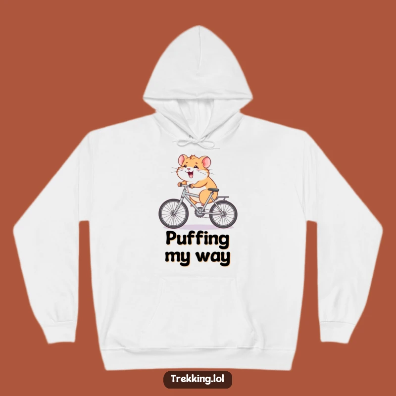 Funny Hamster Bike Struggle Hoodie: Cozy Giggling Rodent's Uphill Ride, Ultimate Funny Gift Apparel