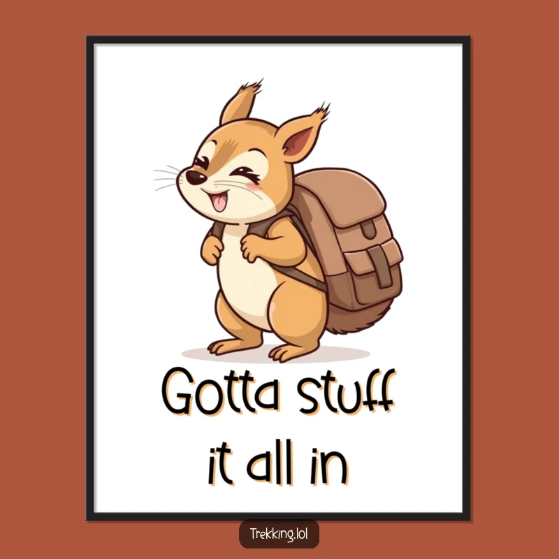 Free Printable Funny Squirrel Backpack Wall Art - Giggling Downloadable Decor