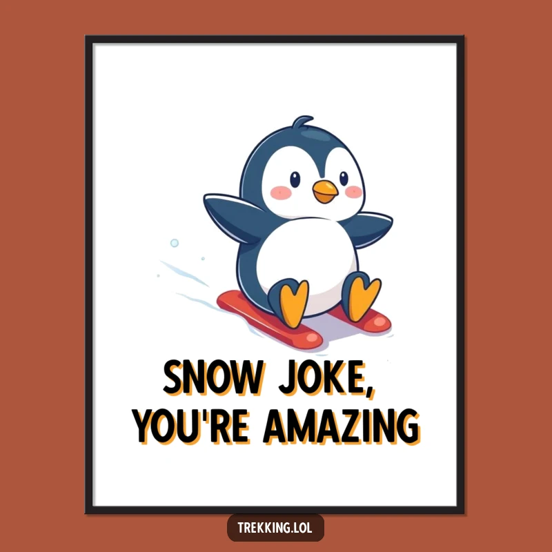 Free Printable Penguin Wall Art - Funny Snowboarding Penguin Downloadable Art