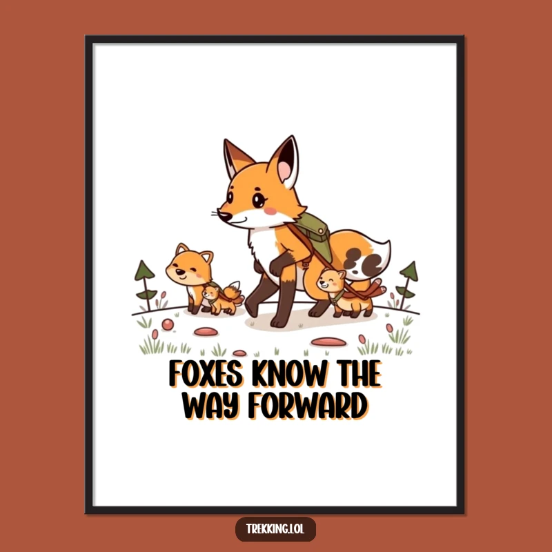 Free Printable Wall Art: Fox-Led Group Hike - Funny Downloadable Nature Decor