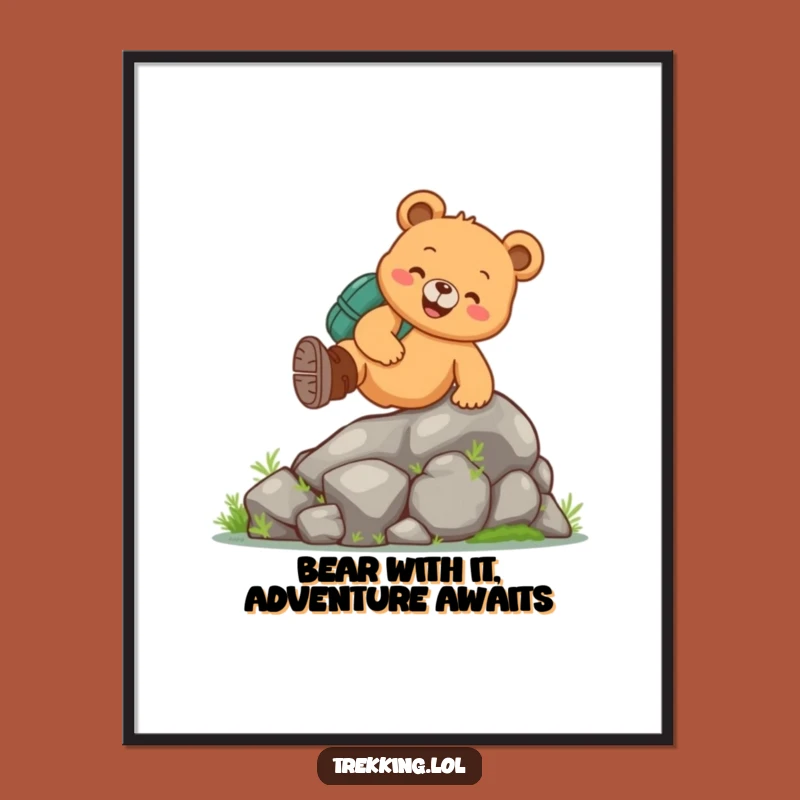 Funny Free Printable Wall Art: Bear Hiking Adventure, Hilarious Downloadable Nature Decor!