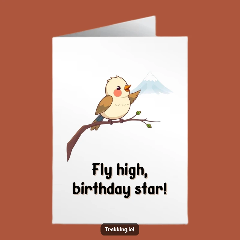 Free Printable Bird Mountain Birthday Card - Funny Downloadable Gift for Hikers
