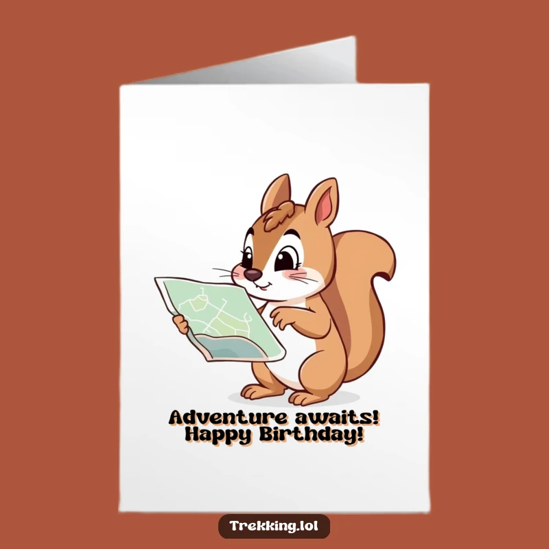 Free Printable Birthday Card: Adventurous Squirrel Navigator DIY Gift Downloadable Art